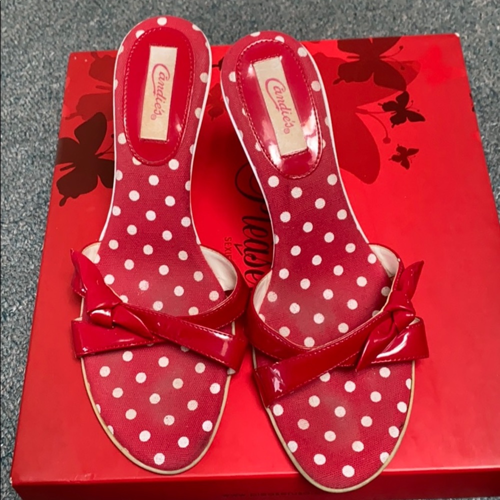 Red high heel sandals